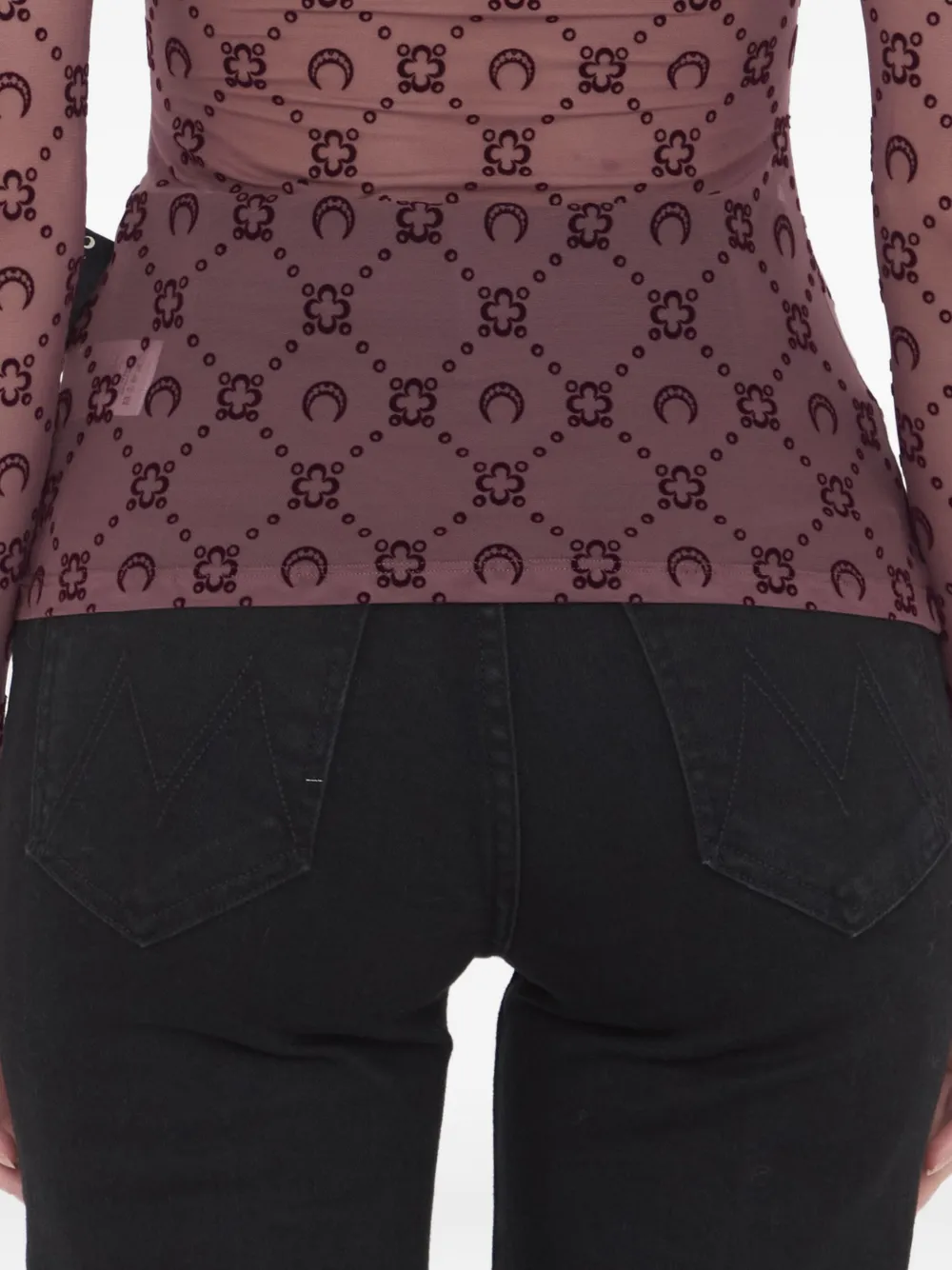 Marine Serre T-shirt met hoge hals en maanprint Rood