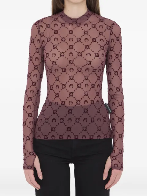 Marine Serre playera con cuello de tortuga y luna estampada