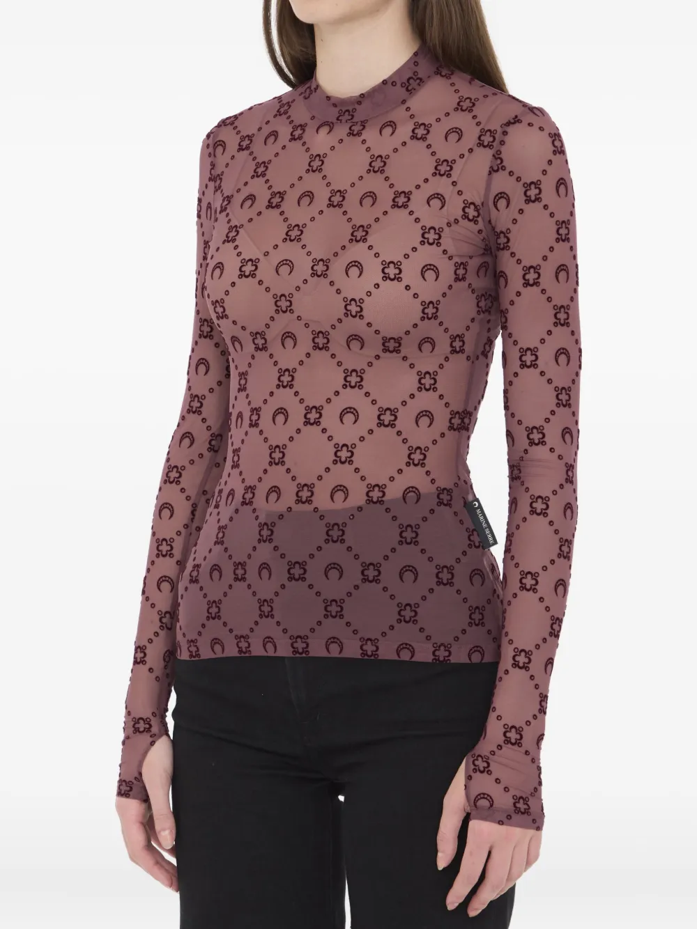 Marine Serre moon-print high-neck T-shirt - Rood