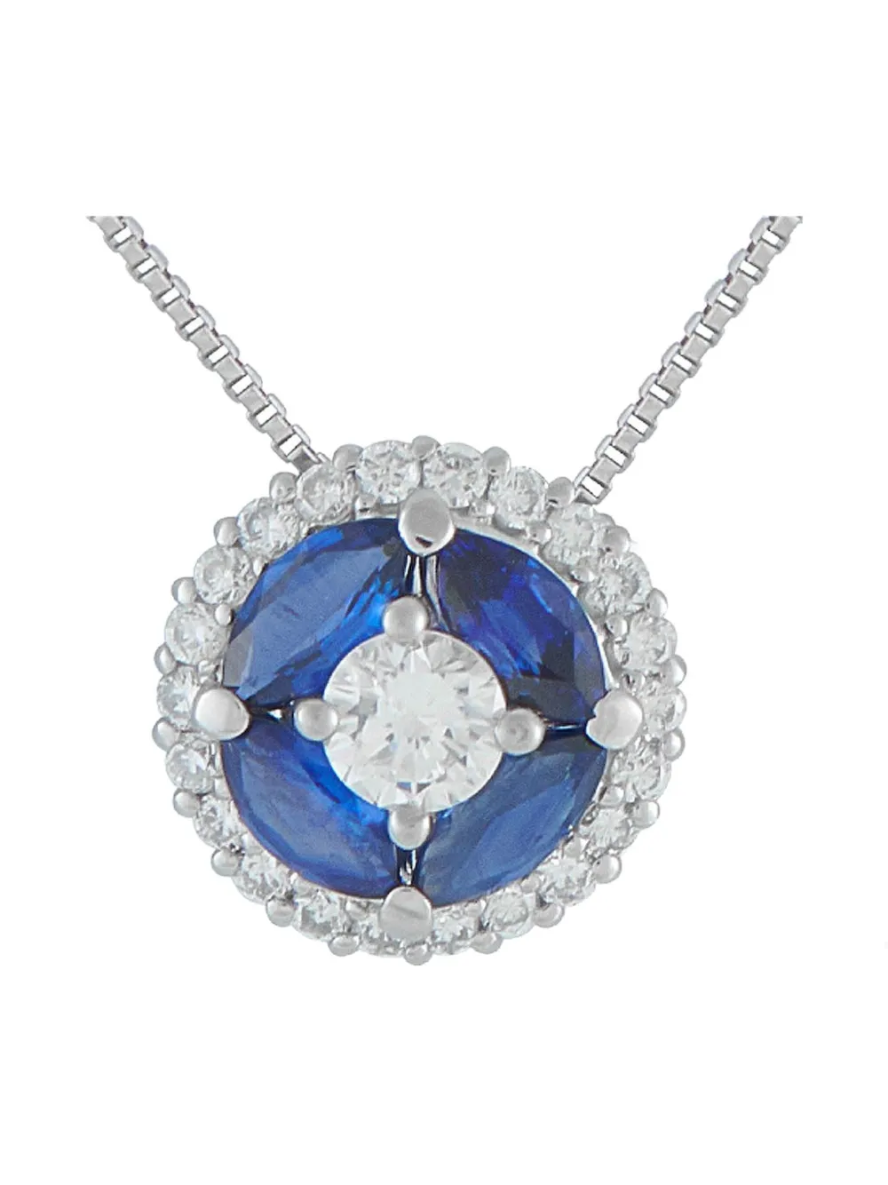 Pre-owned Lb Exclusive Platinum Diamond And Sapphire Necklace In Silver