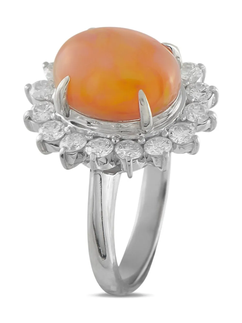 Pre-owned Lb Exclusive Platinum Opal Ring In Silver