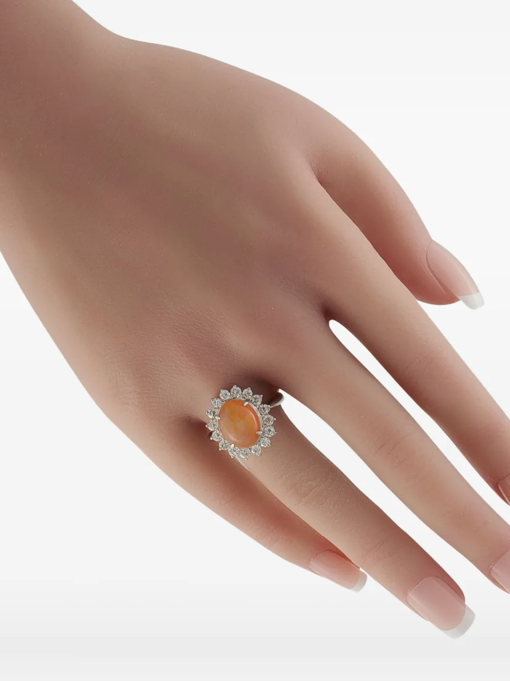 Pre-owned Lb Exclusive Platinum Opal Ring In Silver