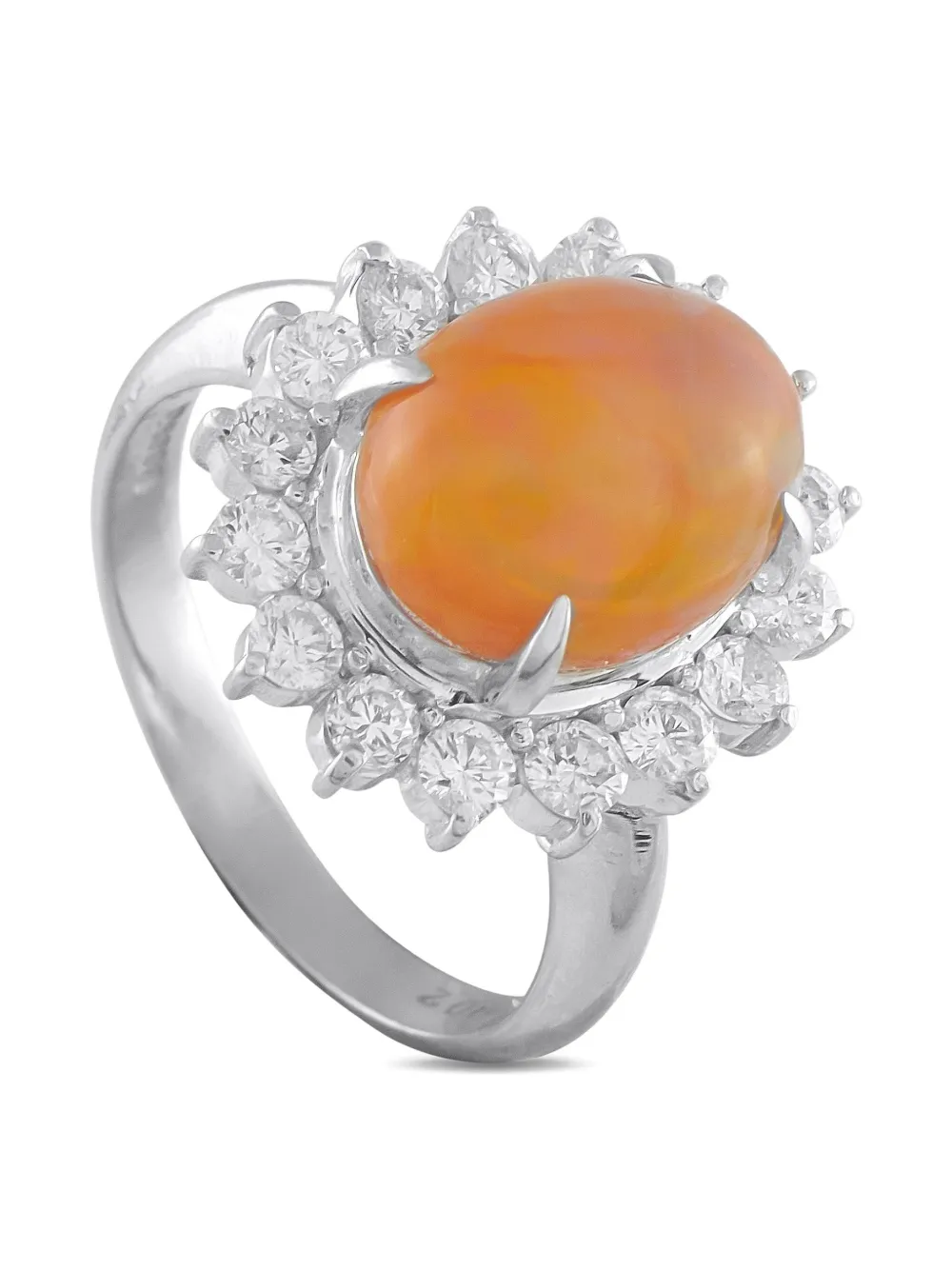 Pre-owned Lb Exclusive Platinum Opal Ring In Silver