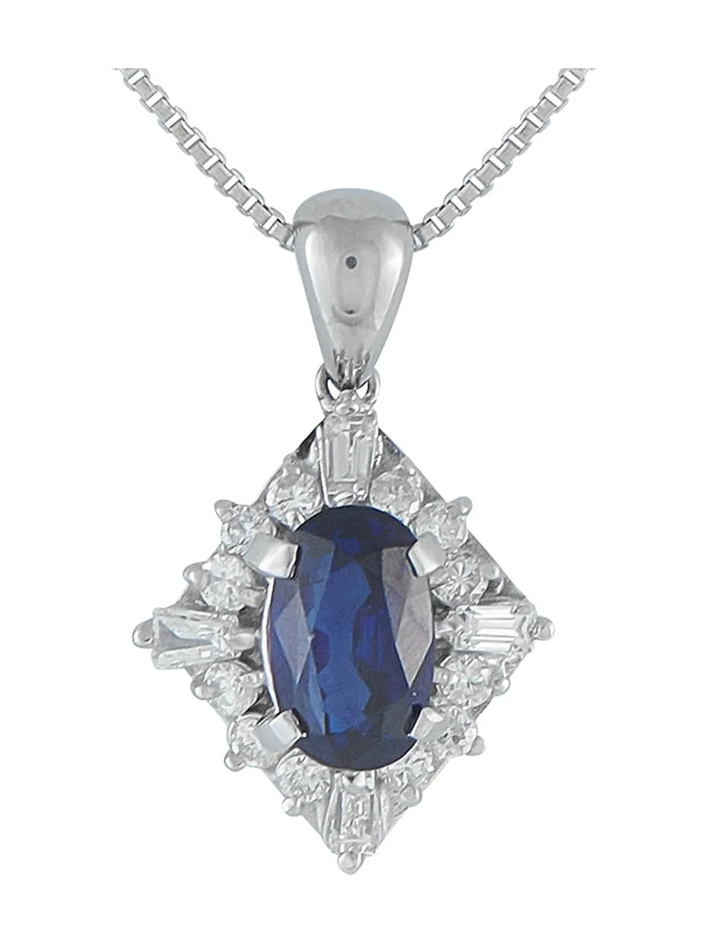 Pre-owned Lb Exclusive Platinum Sapphire Pendant Necklace In Silver