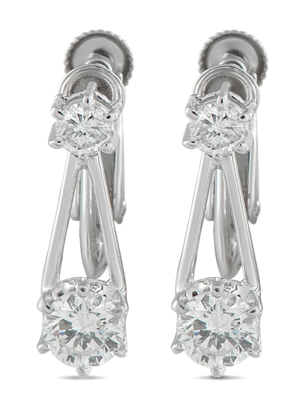 Pre-owned Lb Exclusive Platinum Diamond Earrings In Silver
