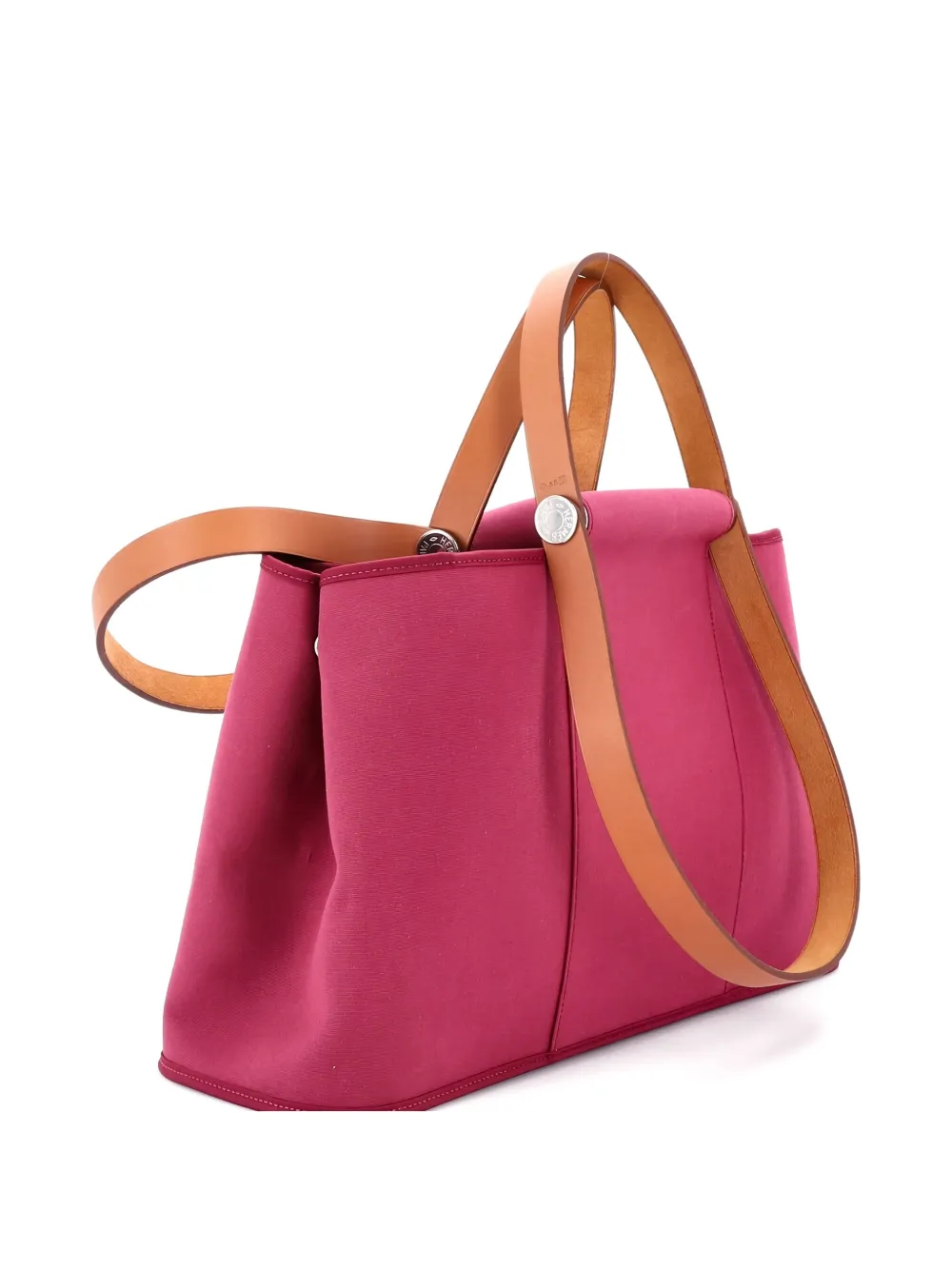 Pre-owned Hermes Cabag Elan Toile And Leather 39 Tote Bag In Pink