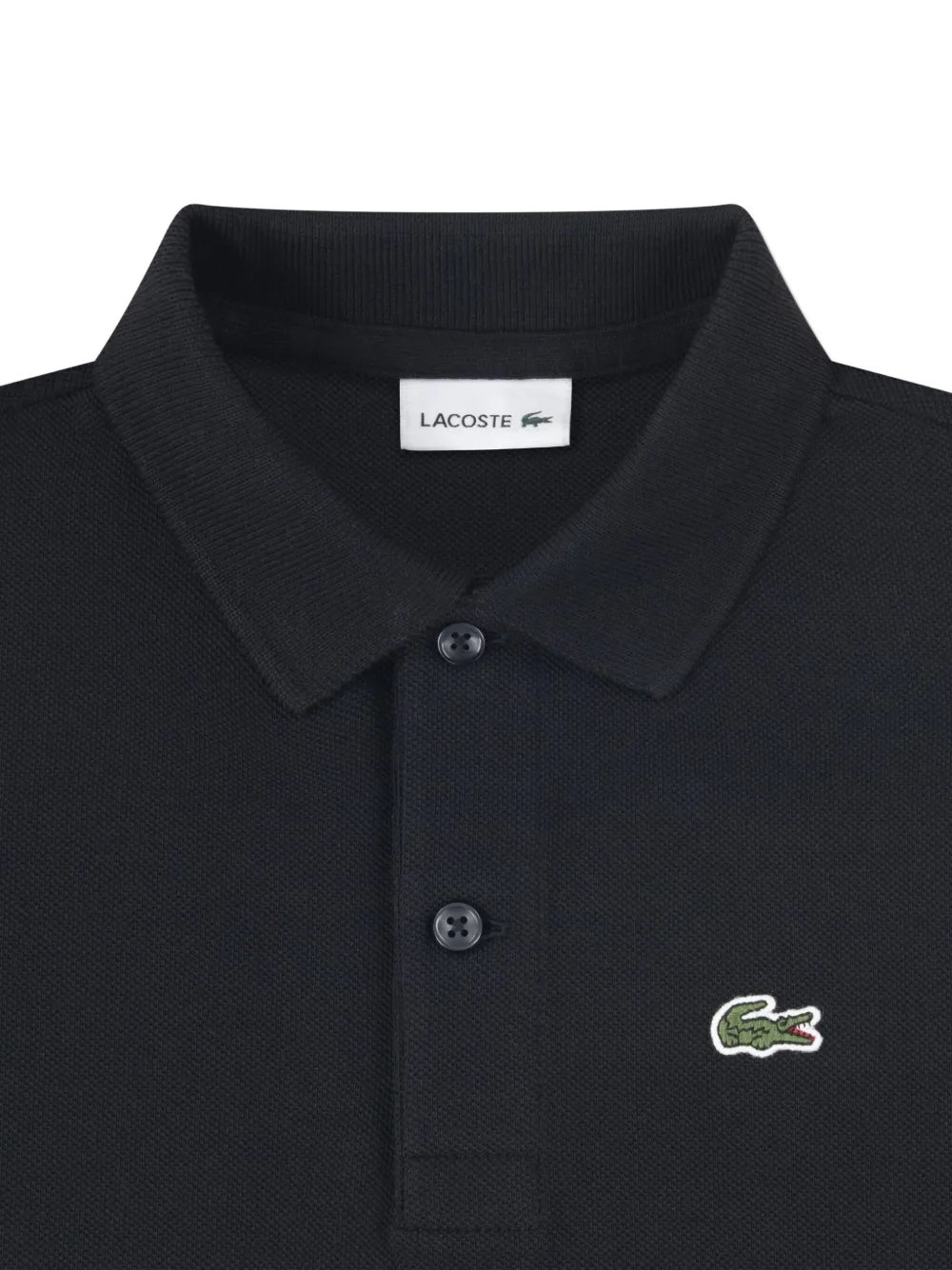 Lacoste Buttoned Logo-patch Polo Shirt In Black