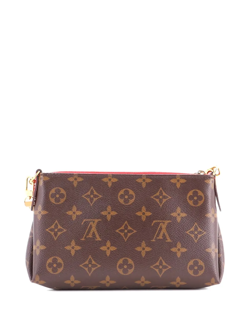Pre-owned Louis Vuitton Pallas Monogram Canvas With Leather Clutch Bag In Brown