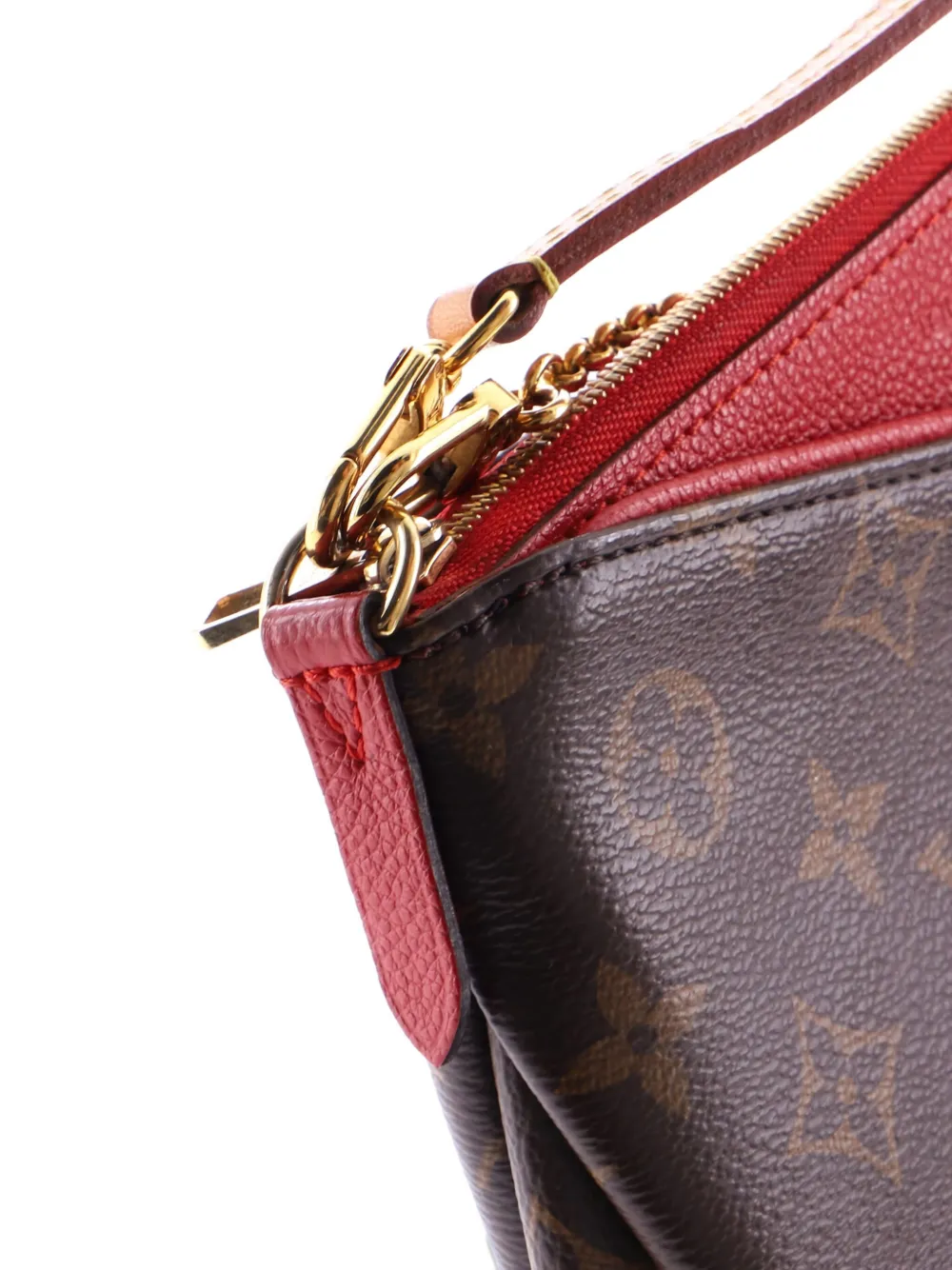 Pre-owned Louis Vuitton Pallas Monogram Canvas With Leather Clutch Bag In Brown