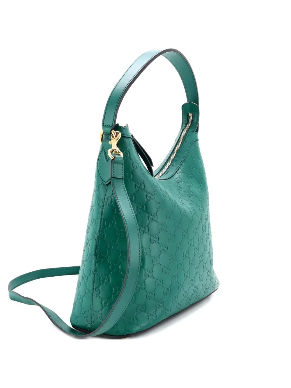 Pre-owned Gucci Linea A Ssima Leather Hobo Bag In Green