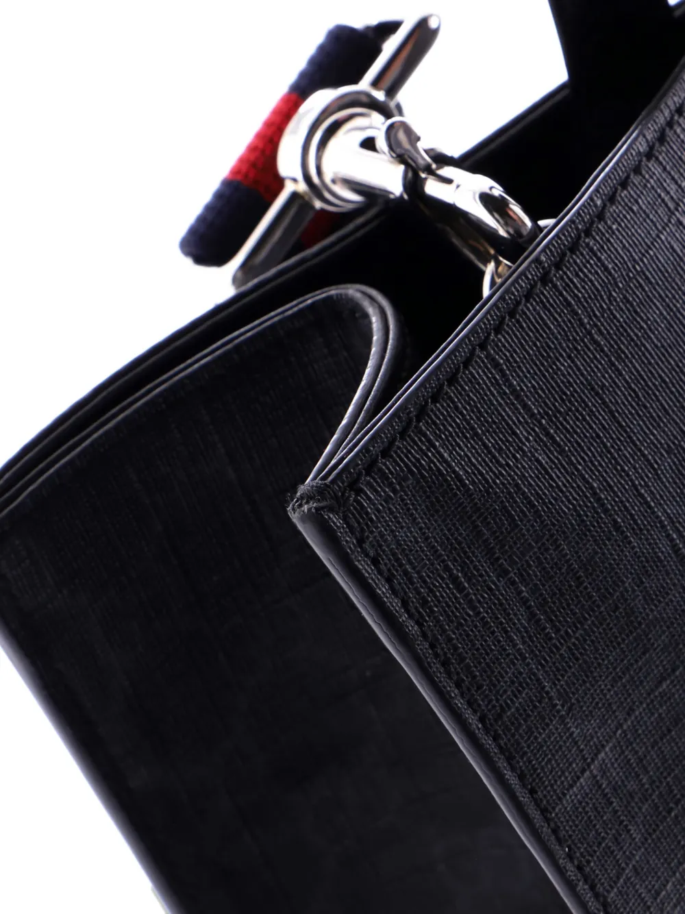 Pre-owned Gucci Convertible Soft Open Gg Coated Canvas Tall Tote Bag In Black