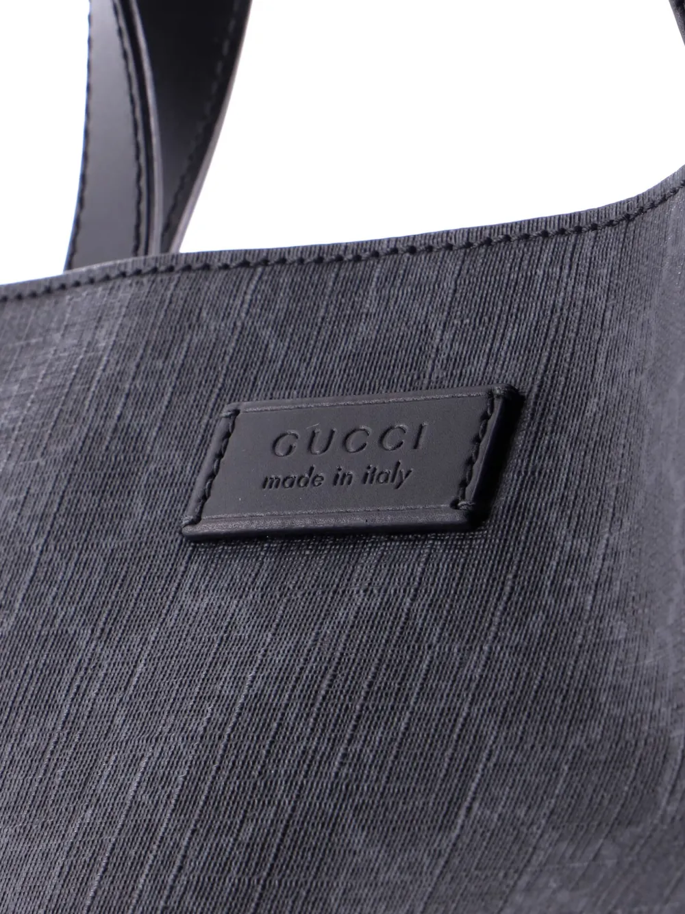 Pre-owned Gucci Convertible Soft Open Gg Coated Canvas Tall Tote Bag In Black