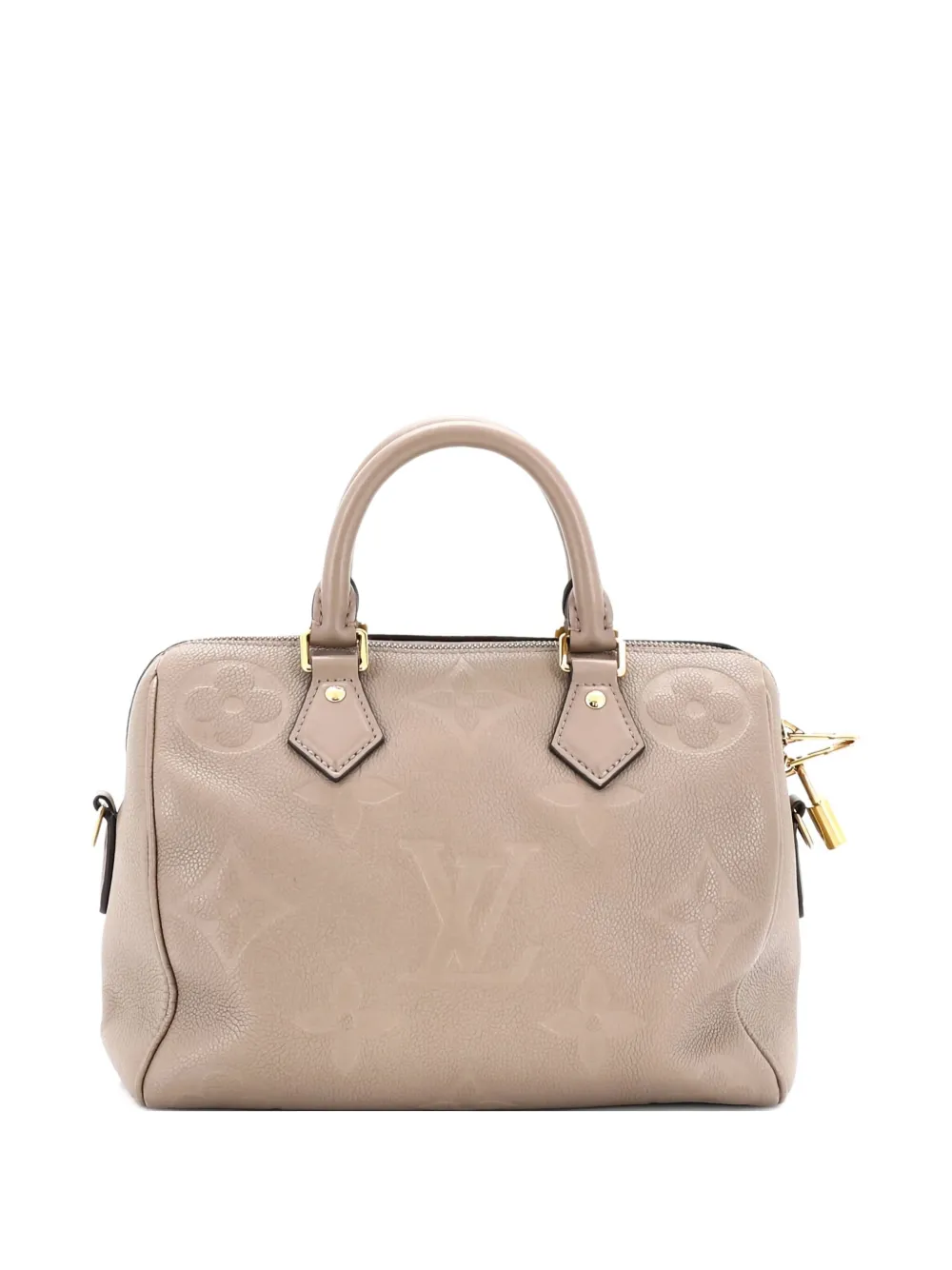 Pre-owned Louis Vuitton Speedy Bandouliere Bag Monogram Empreinte Giant 25 Satchel In Neutral