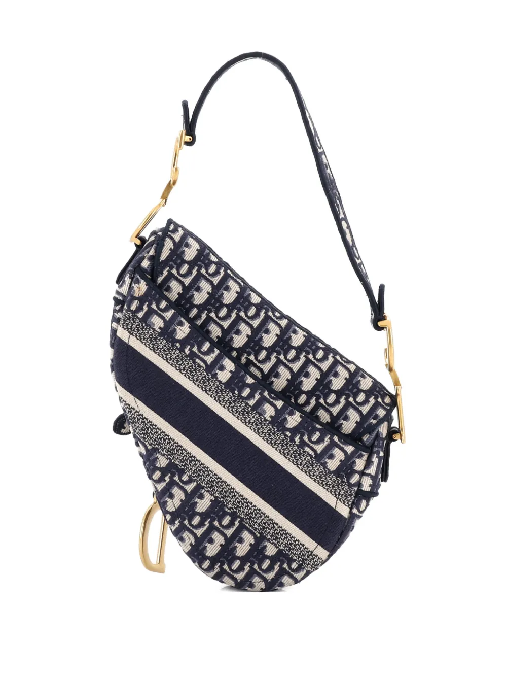 Christian Dior Pre-Owned Saddle Handbag Logo Embroidered Oblique Christian Dior Pre-Owned Saddle Handbag Logo Embroidered Oblique