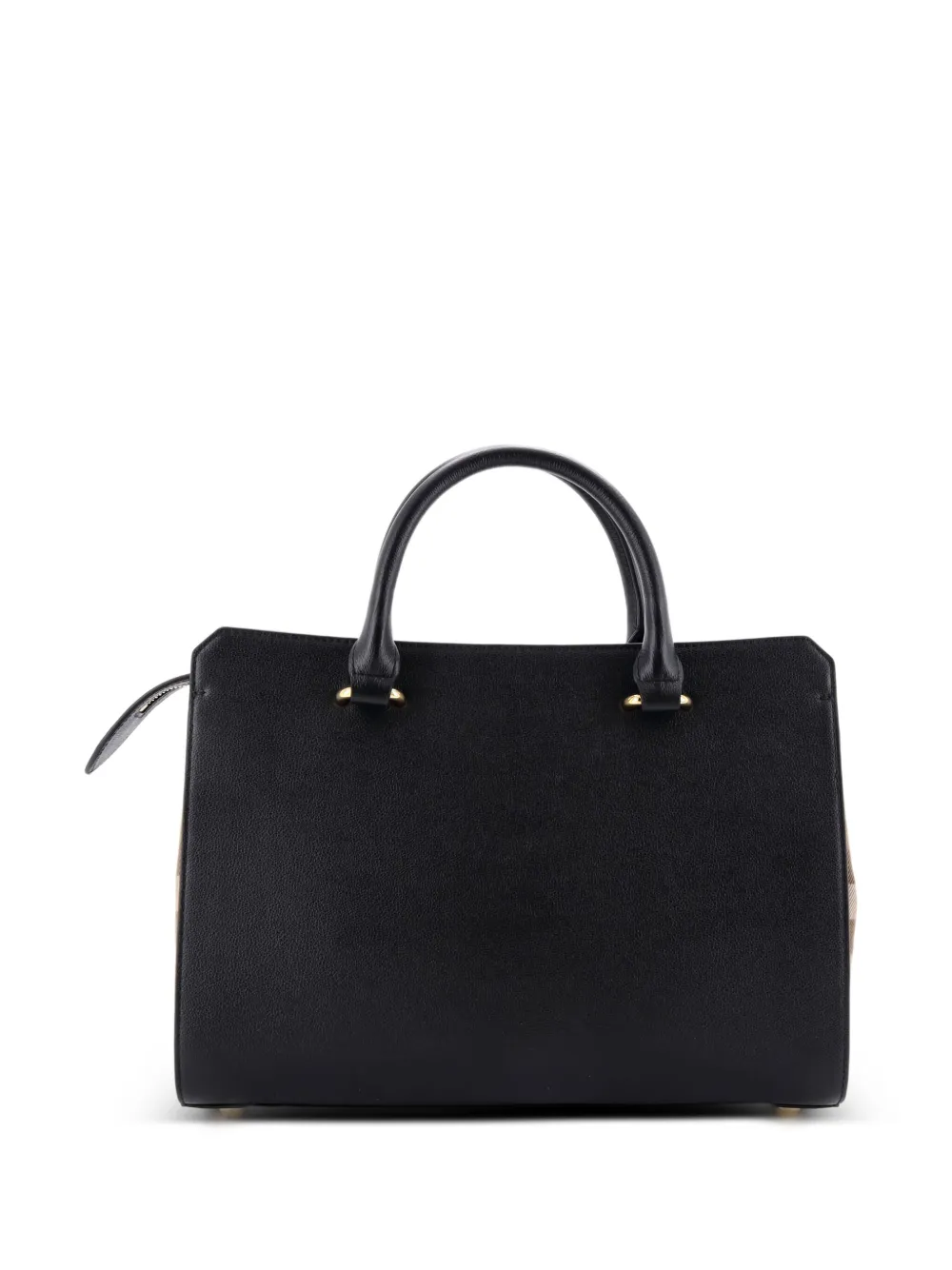 Banwell Leather And House Check Canvas Small Tote Bag