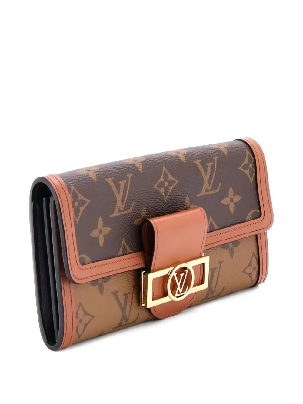 Pre-owned Louis Vuitton Sarah Dauphine Wallet Reverse Monogram Canvas Small Wallets In Brown