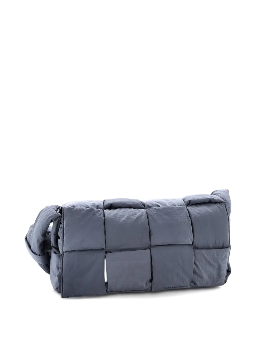 Pre-owned Bottega Veneta Padded Tech Cassette Intrecciato Nylon Crossbody Bag In Gray