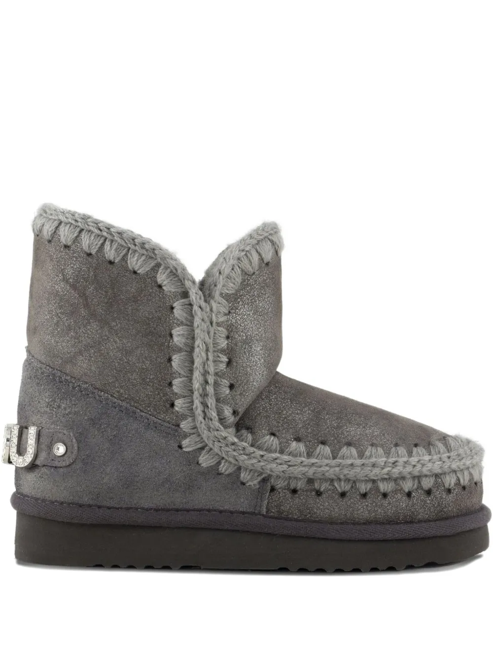 Mou Eskimo rhinestone-logo boots - グレー Mou Eskimo rhinestone-logo boots - グレー
