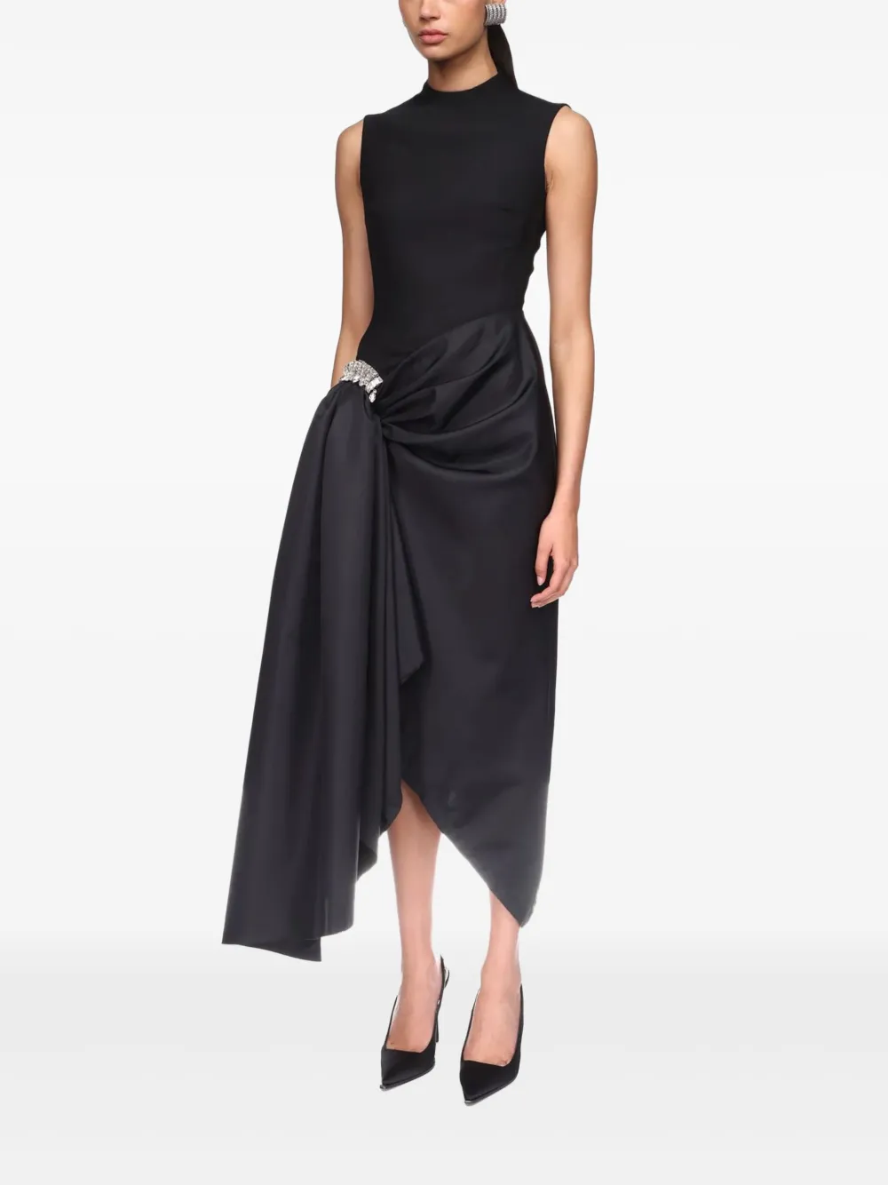 David Koma Gedrapeerde jurk verfraaid met kristallen Zwart
