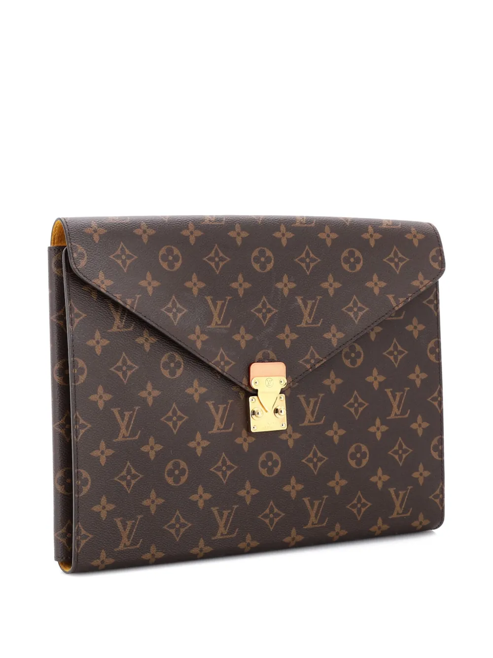 Pre-owned Louis Vuitton Mark Folder Monogram Canvas Clutch Bag In Brown
