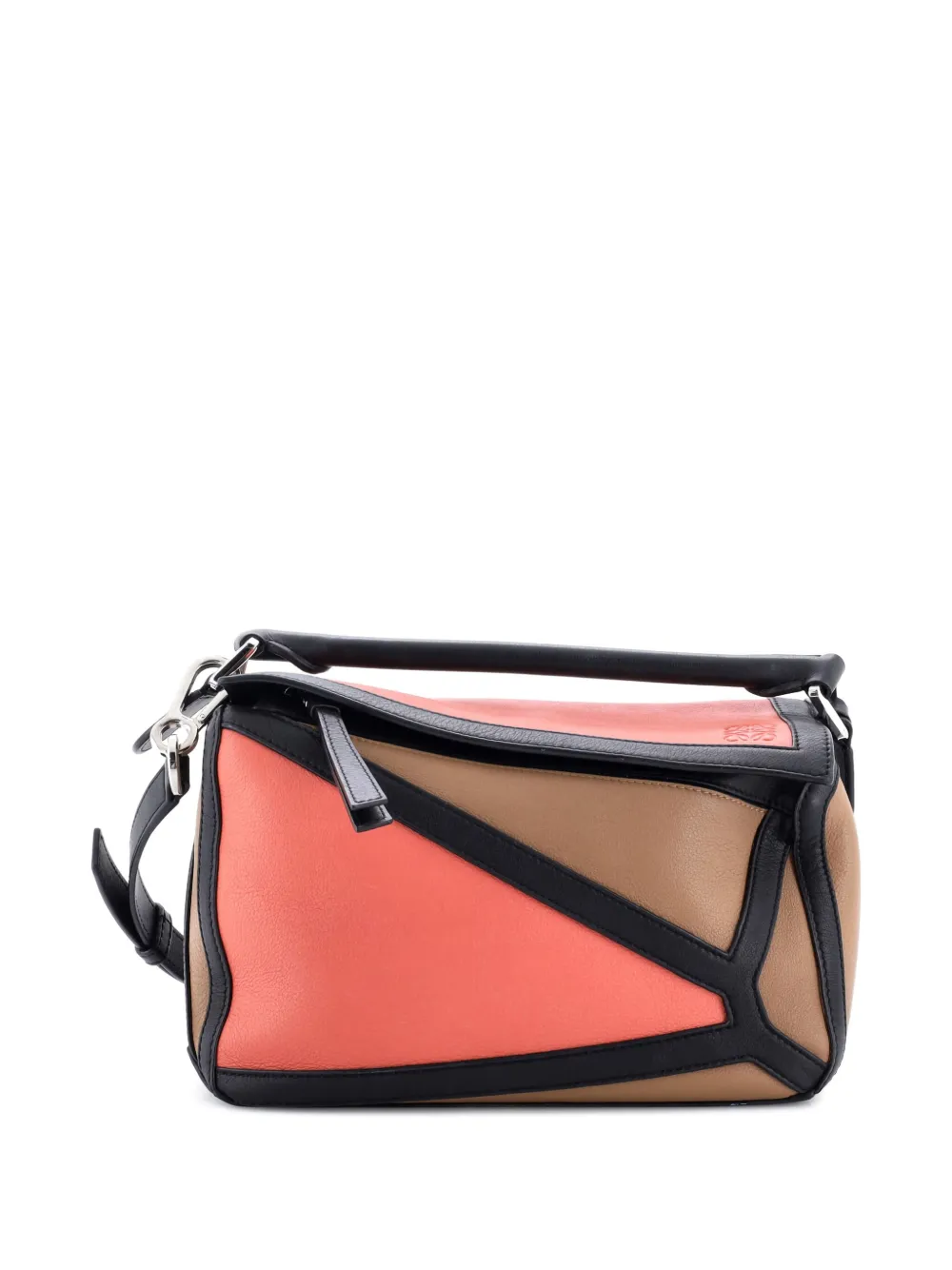 Pre-owned Loewe Puzzle Bag Leather Small Satchel In Orange