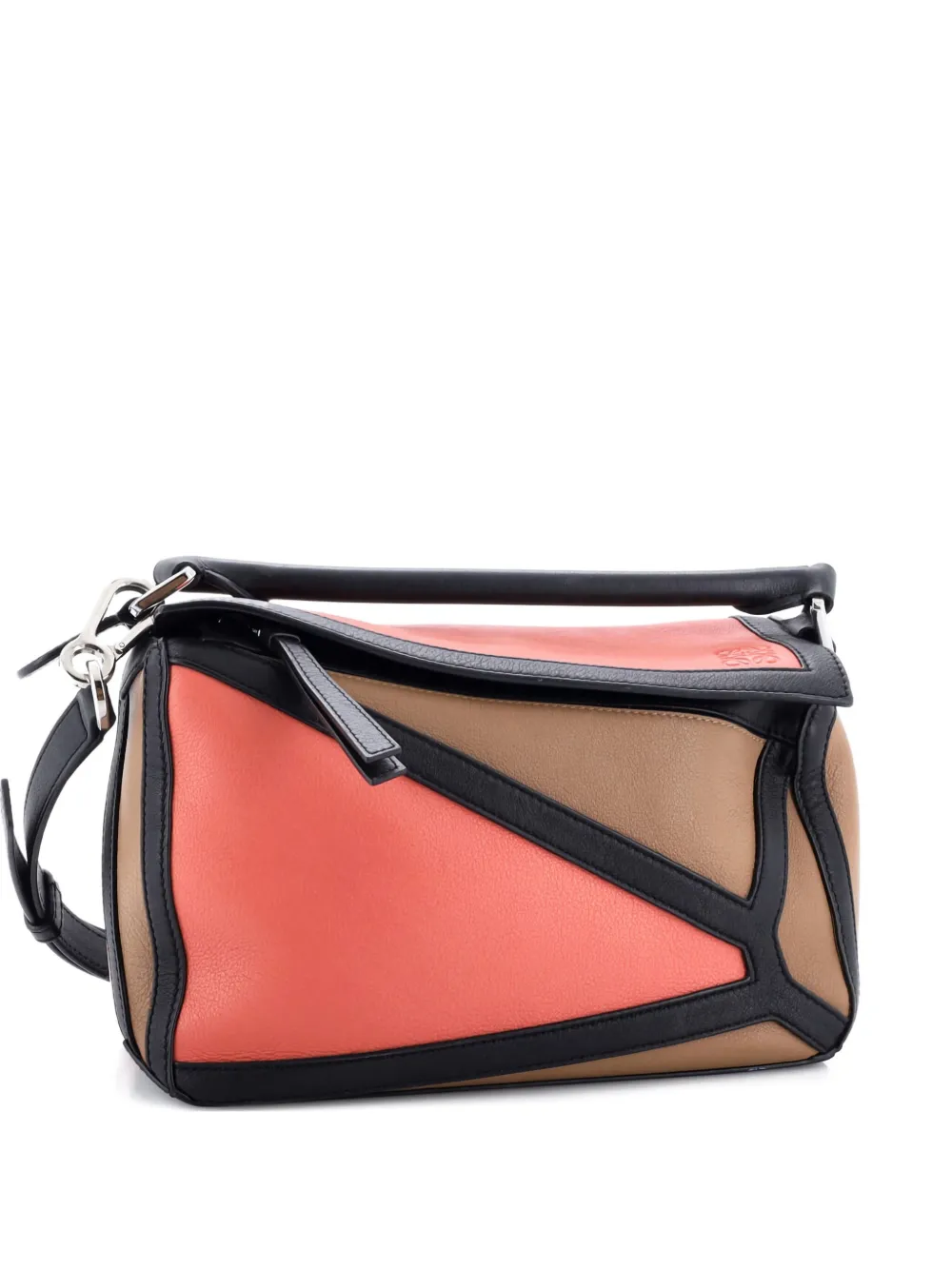 Pre-owned Loewe Puzzle Bag Leather Small Satchel In Orange