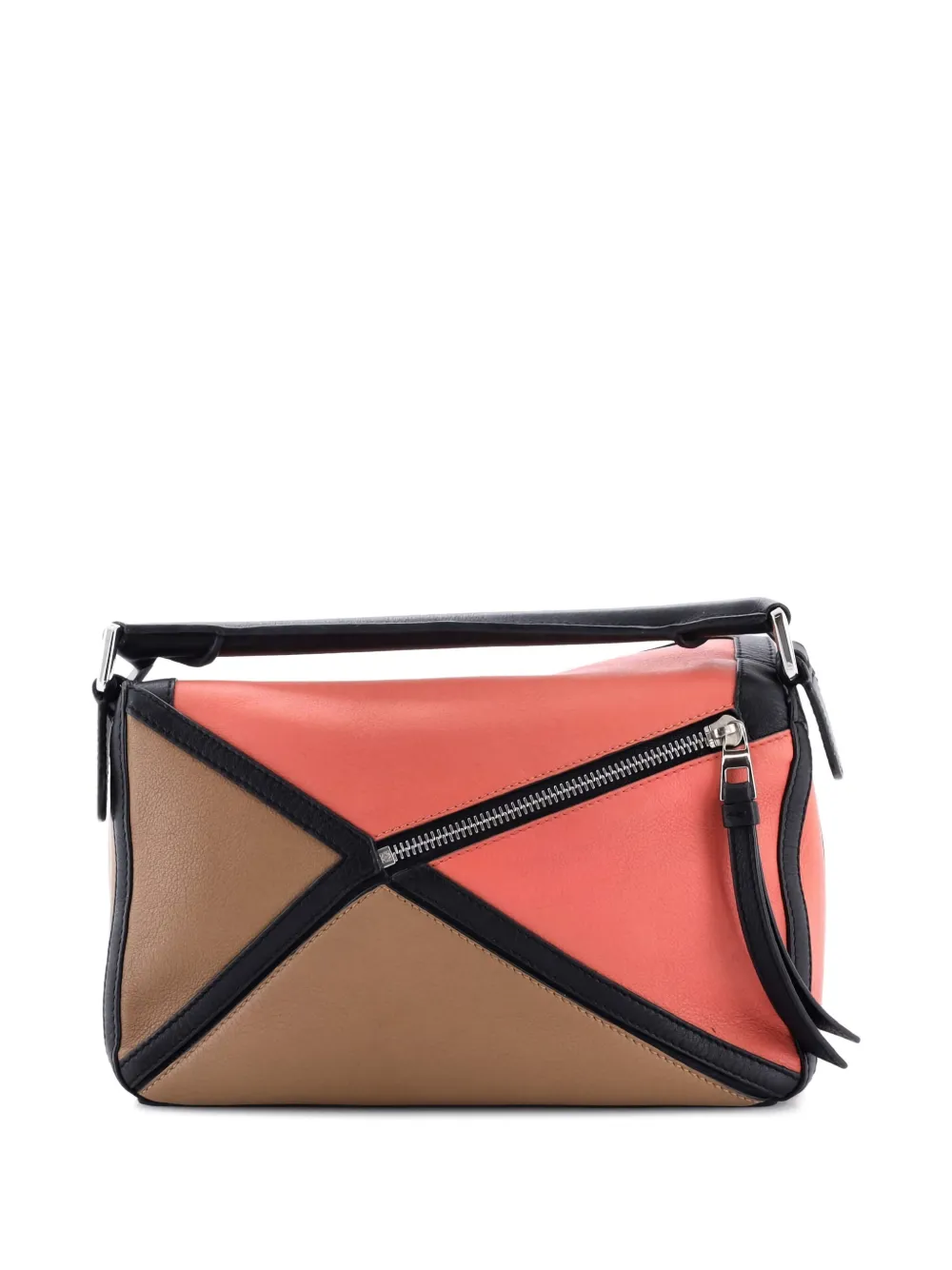 Pre-owned Loewe Puzzle Bag Leather Small Satchel In Orange