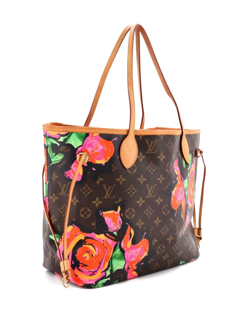 Pre-owned Louis Vuitton Neverfull Limited Edition Monogram Roses Mm Tote Bag In Brown