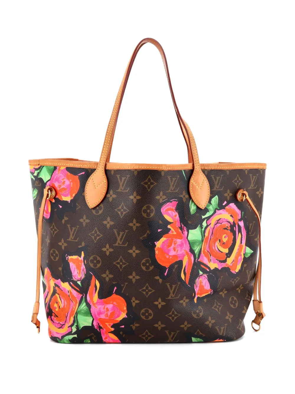 Pre-owned Louis Vuitton Neverfull Limited Edition Monogram Roses Mm Tote Bag In Brown