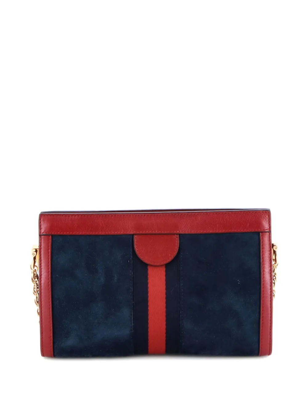 Pre-owned Gucci Ophidia Chain Suede Small Shoulder Bag In Blue