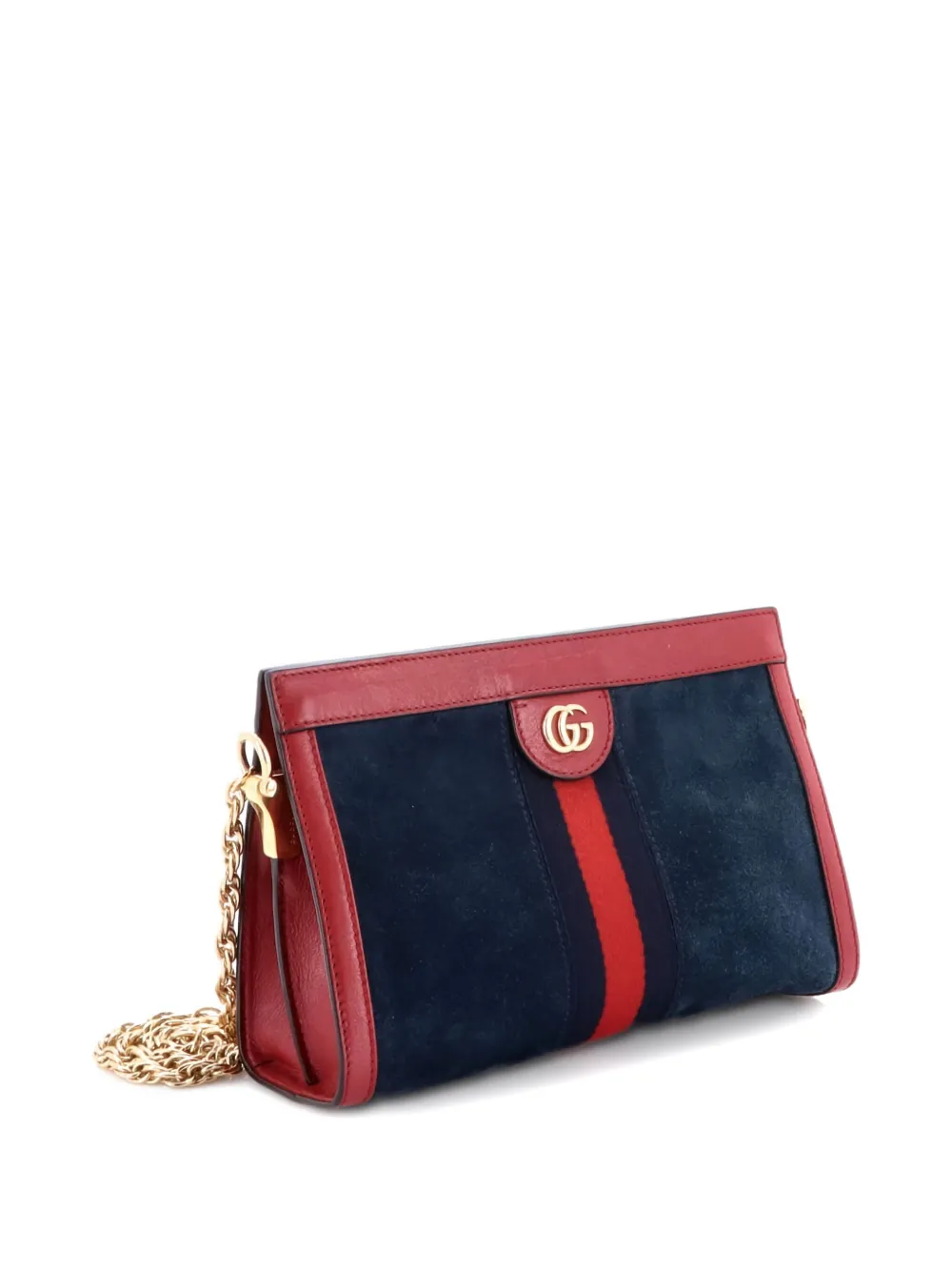 Pre-owned Gucci Ophidia Chain Suede Small Shoulder Bag In Blue