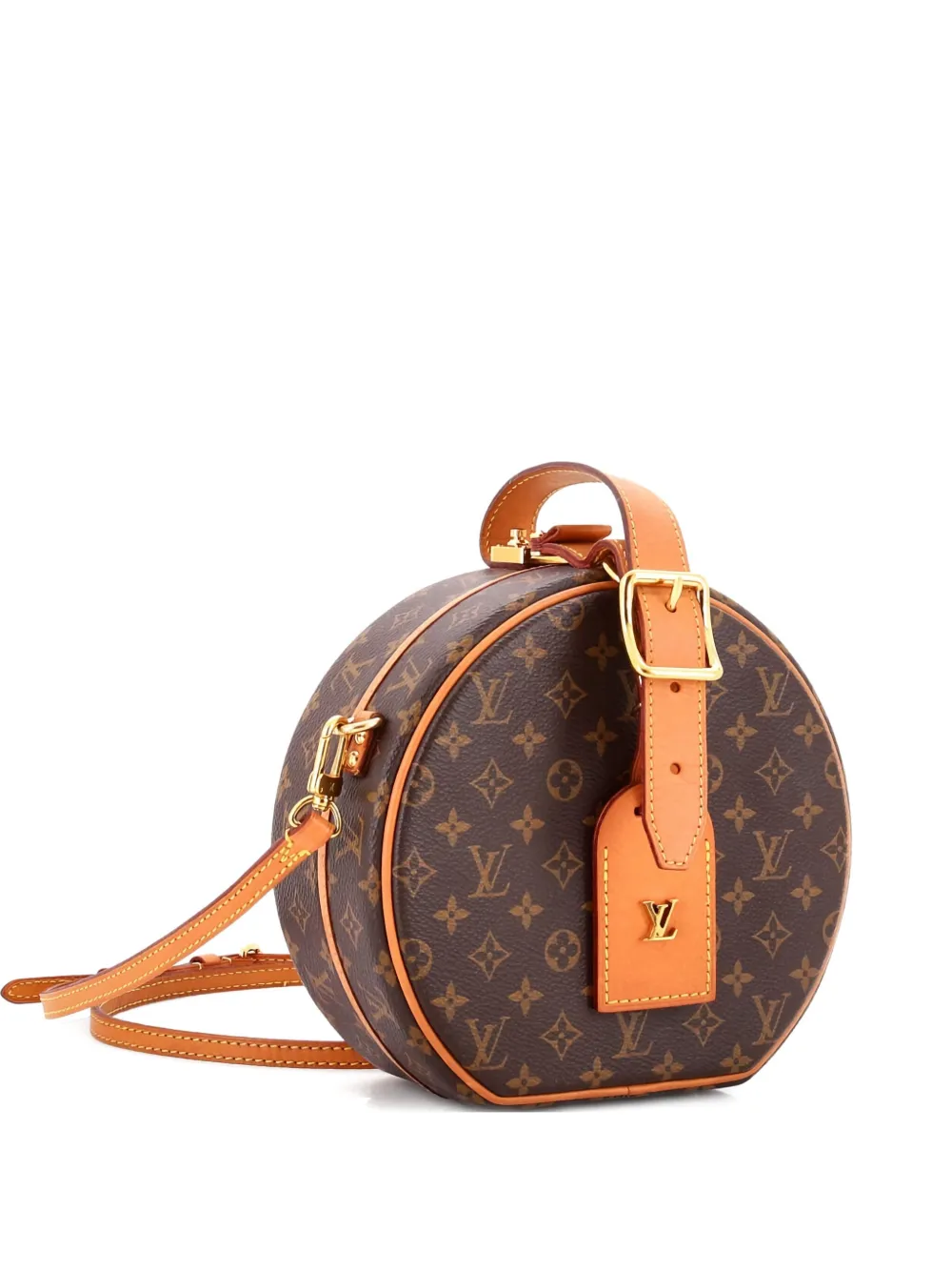 Pre-owned Louis Vuitton Petite Boite Chapeau Bag Monogram Canvas Crossbody Bag In Brown