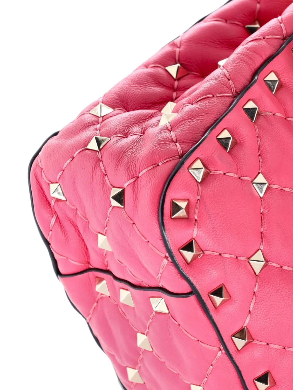 Pre-owned Valentino Garavani Rockstud Spike Flap Bag Quilted Leather Medium Crossbody Bag In Pink