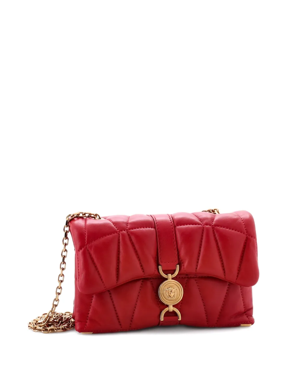 VERSACE Pre-owned Kleio Quilted-leather Shoulder Bag In Red
