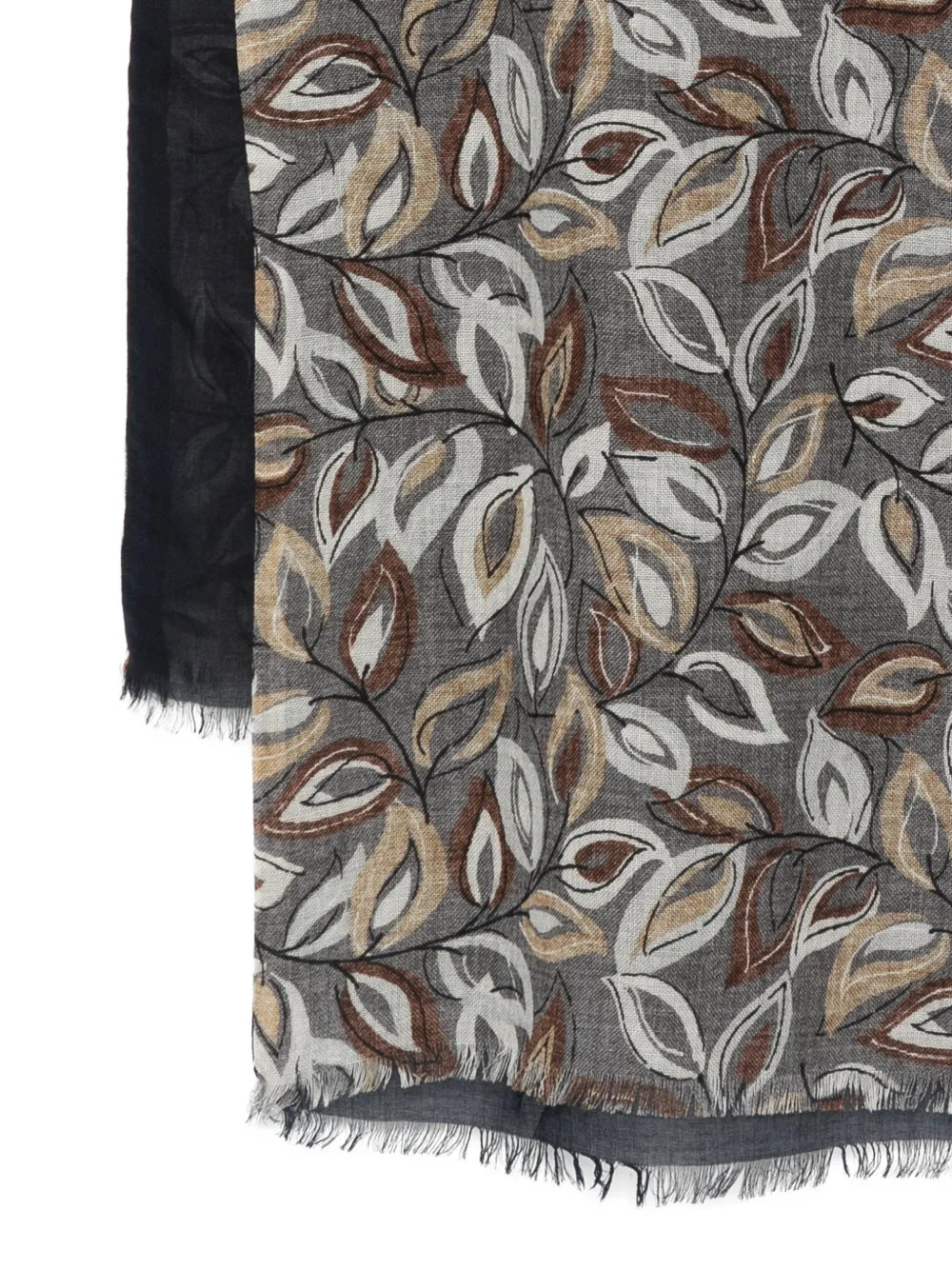 Dell'oglio leaf-print fringed scarf Blauw