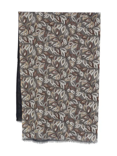 Dell'oglio leaf-print fringed scarf