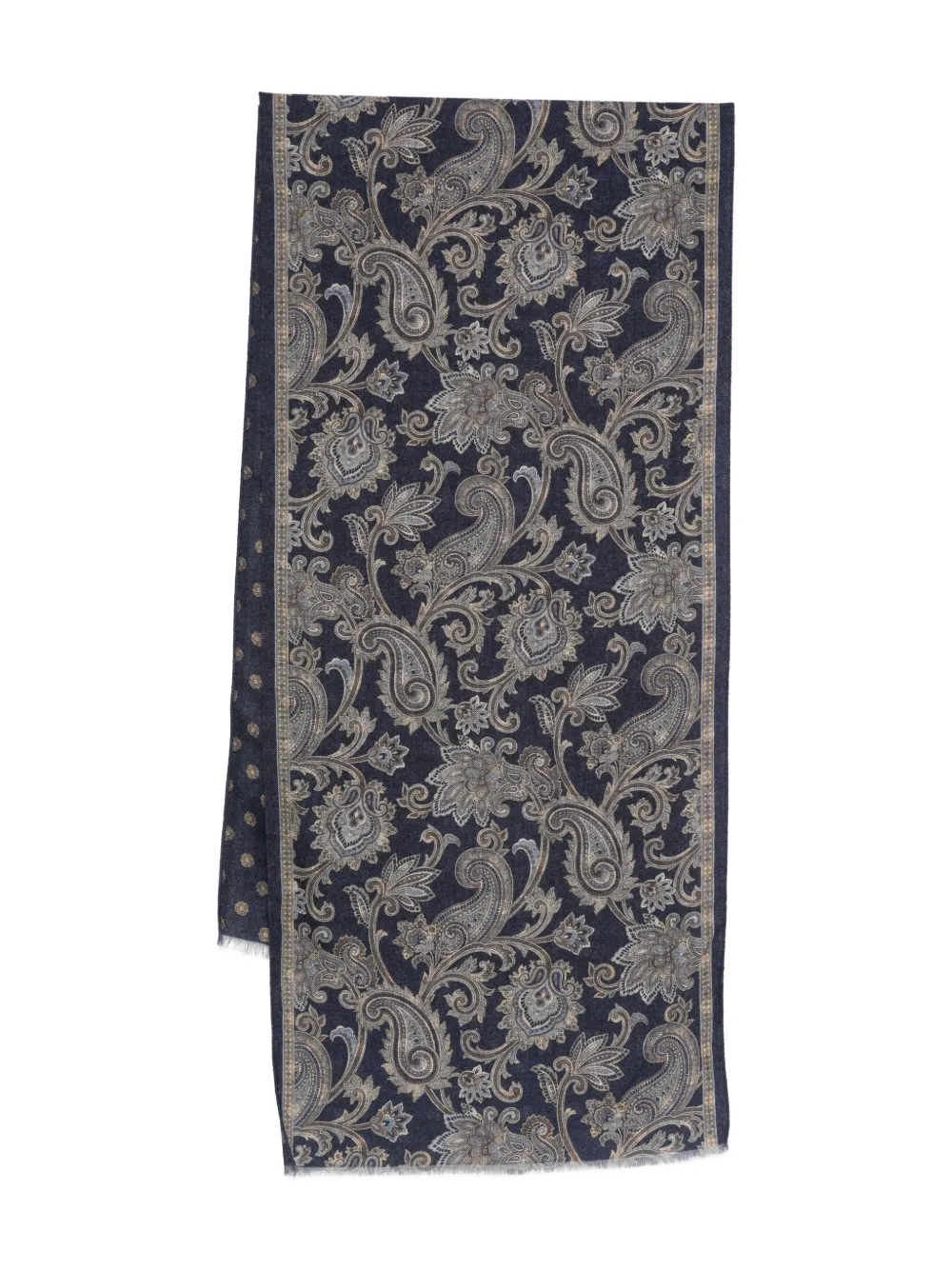 Dell'oglio bufanda con estampado de cachemira y flecos | azul | Image 1