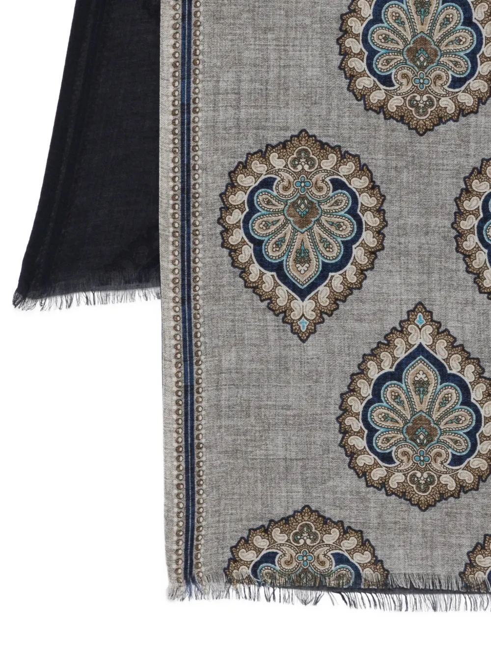 Dell'oglio fringed patterned scarf Blauw