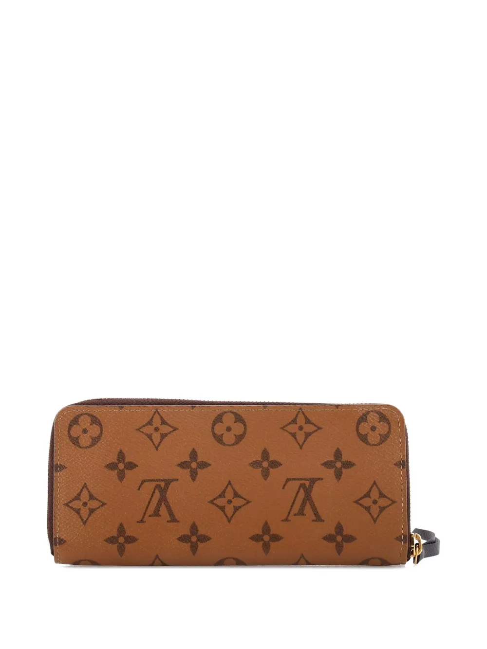 Pre-owned Louis Vuitton Clemence Wallet Reverse Monogram Canvas Small Wallets In Brown