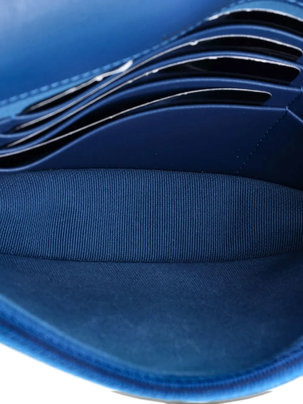 Pre-owned Chanel Square Wallet On Double Chain Quilted Caviar Crossbody Bag In Blue