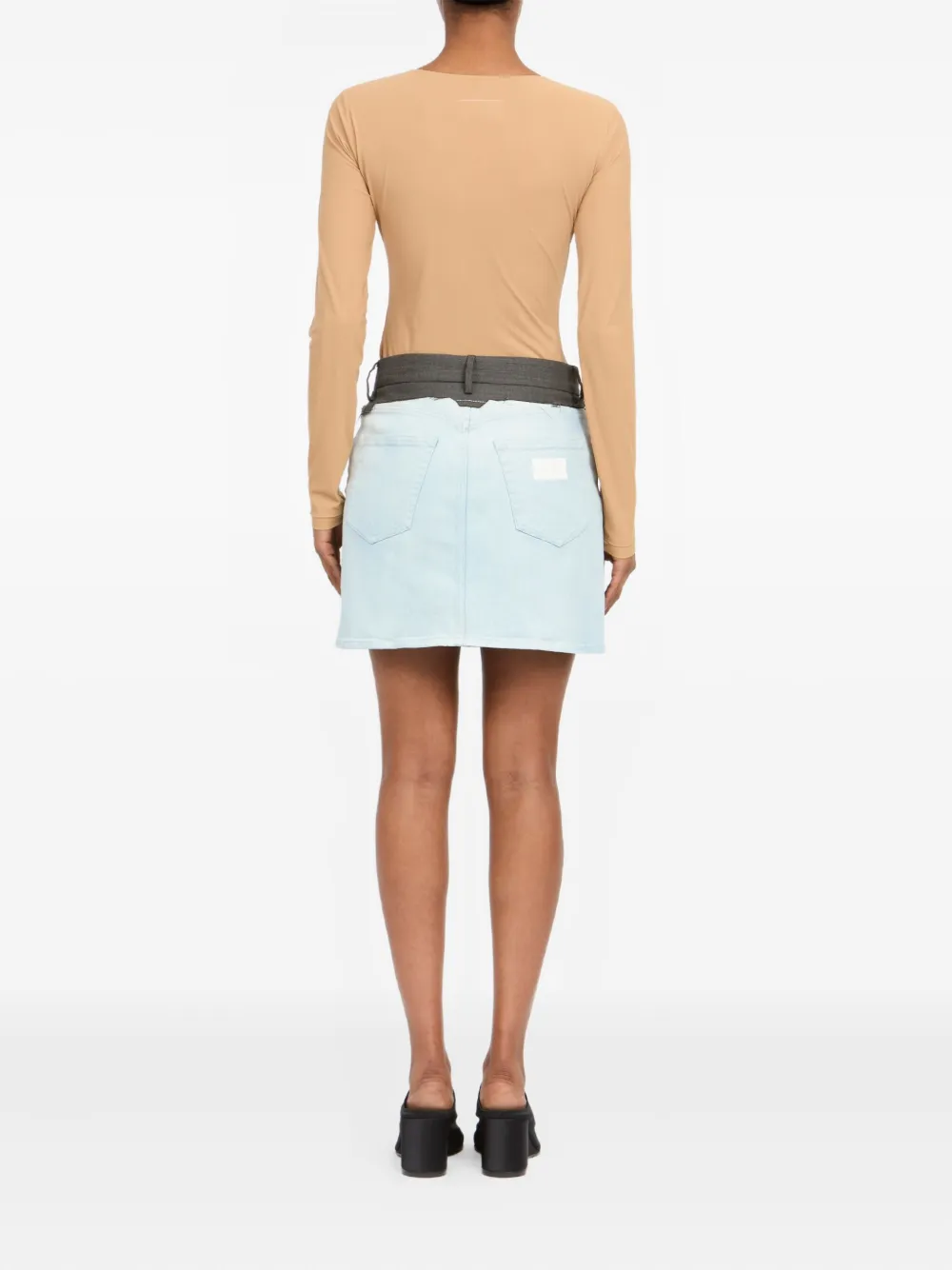 Mm6 Maison Margiela Frayed Mini Skirt In Blue
