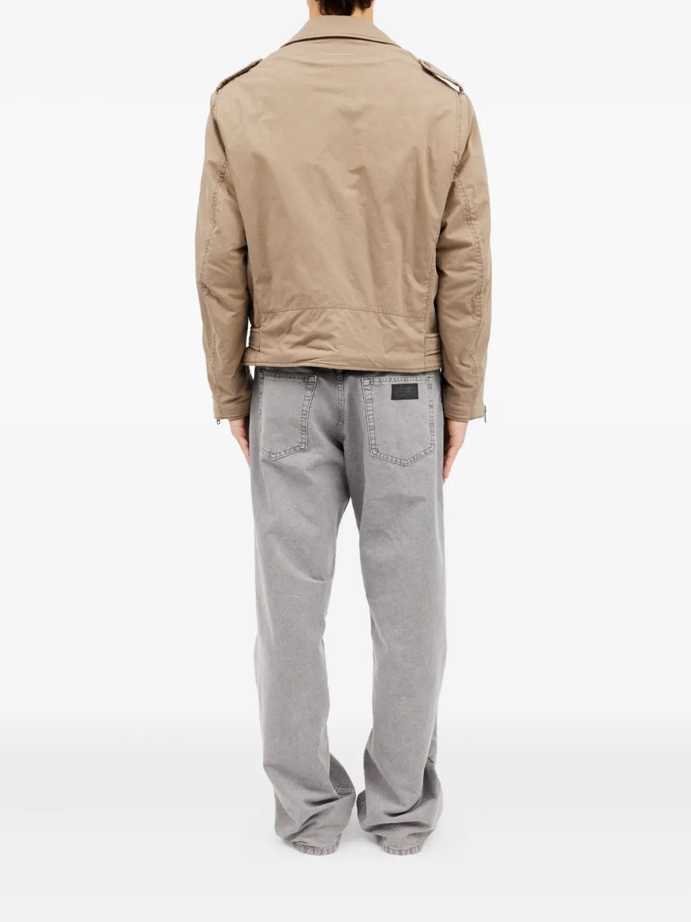 MM6 Maison Margiela Bikerjack met ceintuur en rits Beige