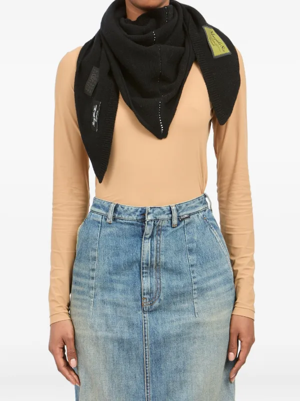 MM6 Maison Margiela ロゴパッチ スカーフ | ブラック | FARFETCH JP