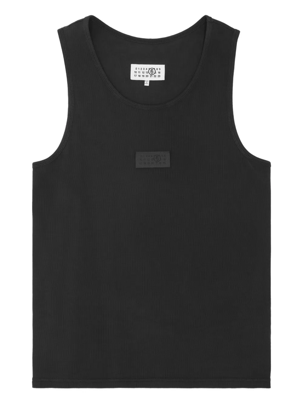 MM6 Maison Margiela Canotta a coste con placca logo - Nero