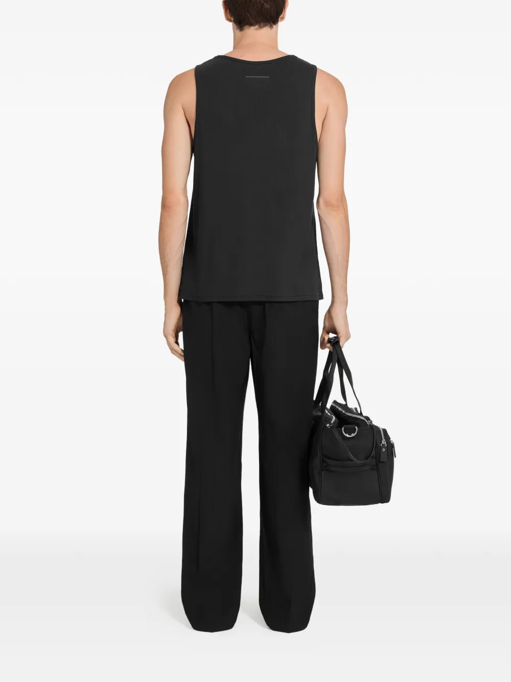 MM6 Maison Margiela Geribbelde tanktop met logoplakkaat Zwart