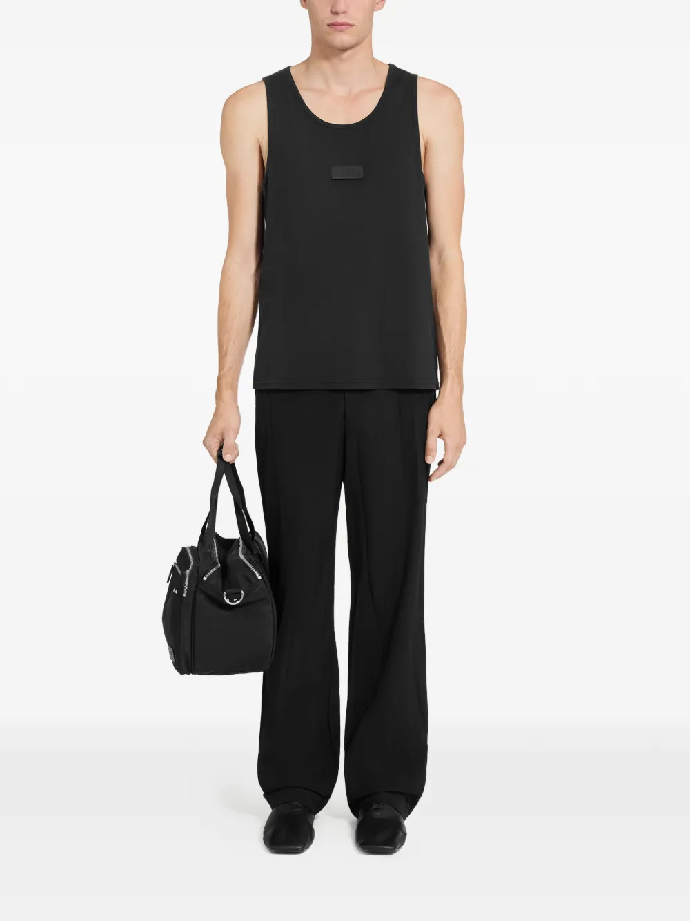 MM6 Maison Margiela Geribbelde tanktop met logoplakkaat - Zwart