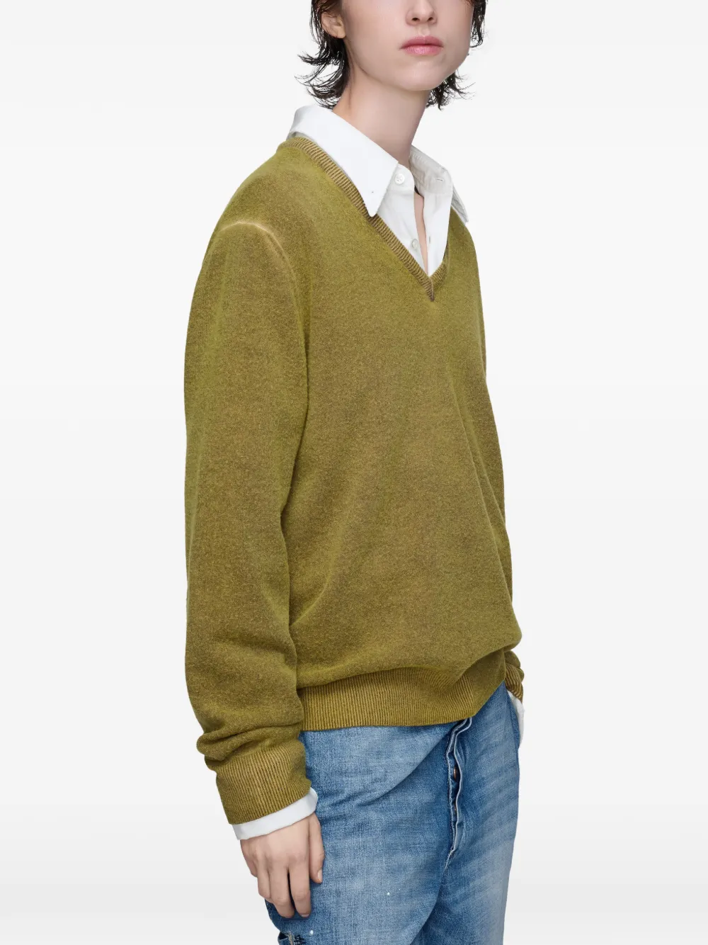 Maison Margiela Trui met V-hals Groen