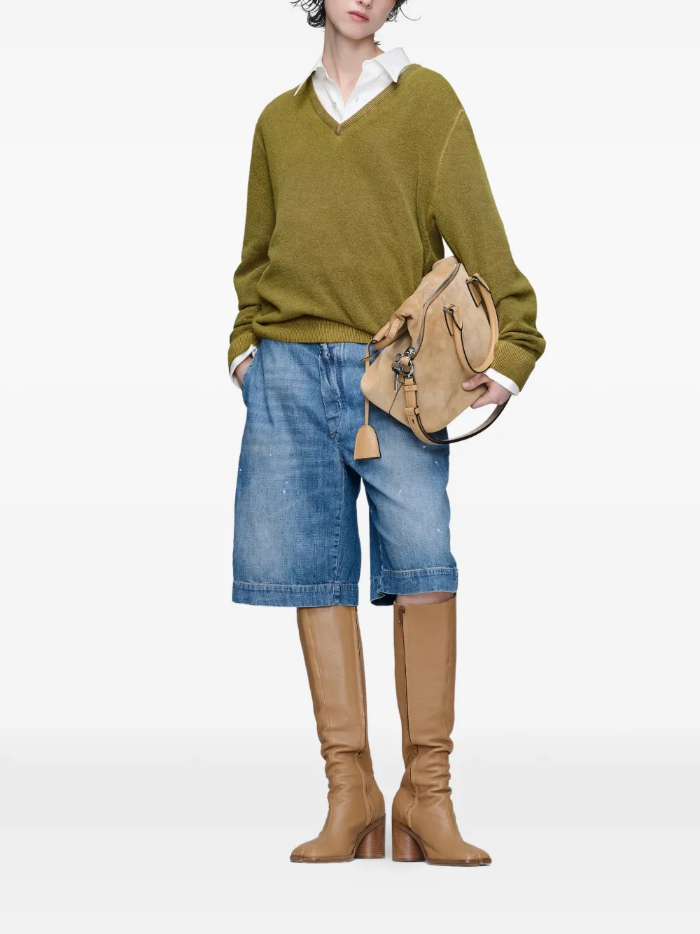 Maison Margiela Trui met V-hals Groen