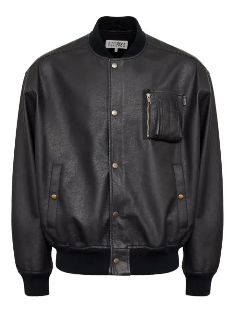 MM6 Maison Margiela leather-effect zip-pocket bomber jacket