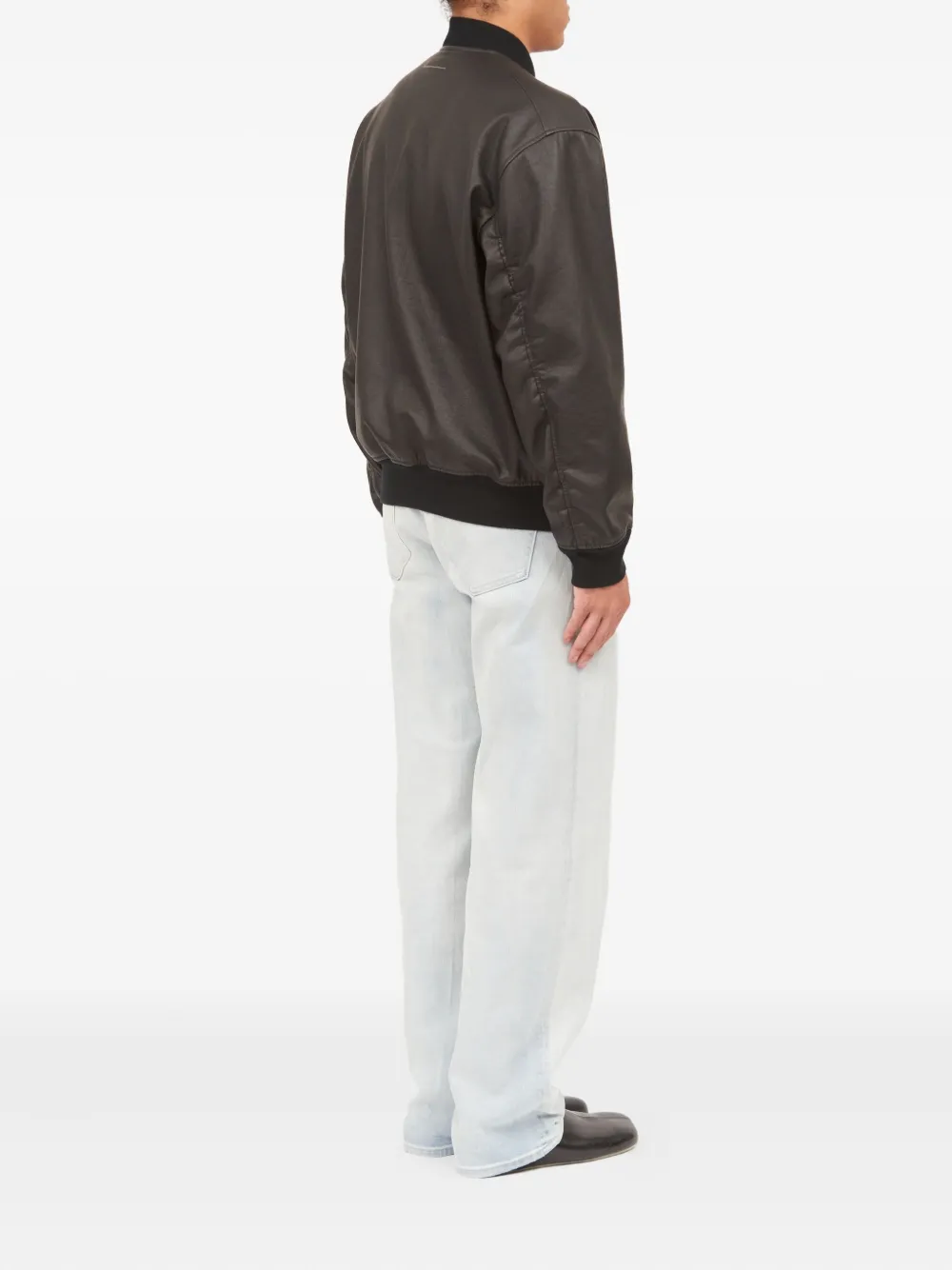 MM6 Maison Margiela Bomberjack met leren effect en ritszak Zwart